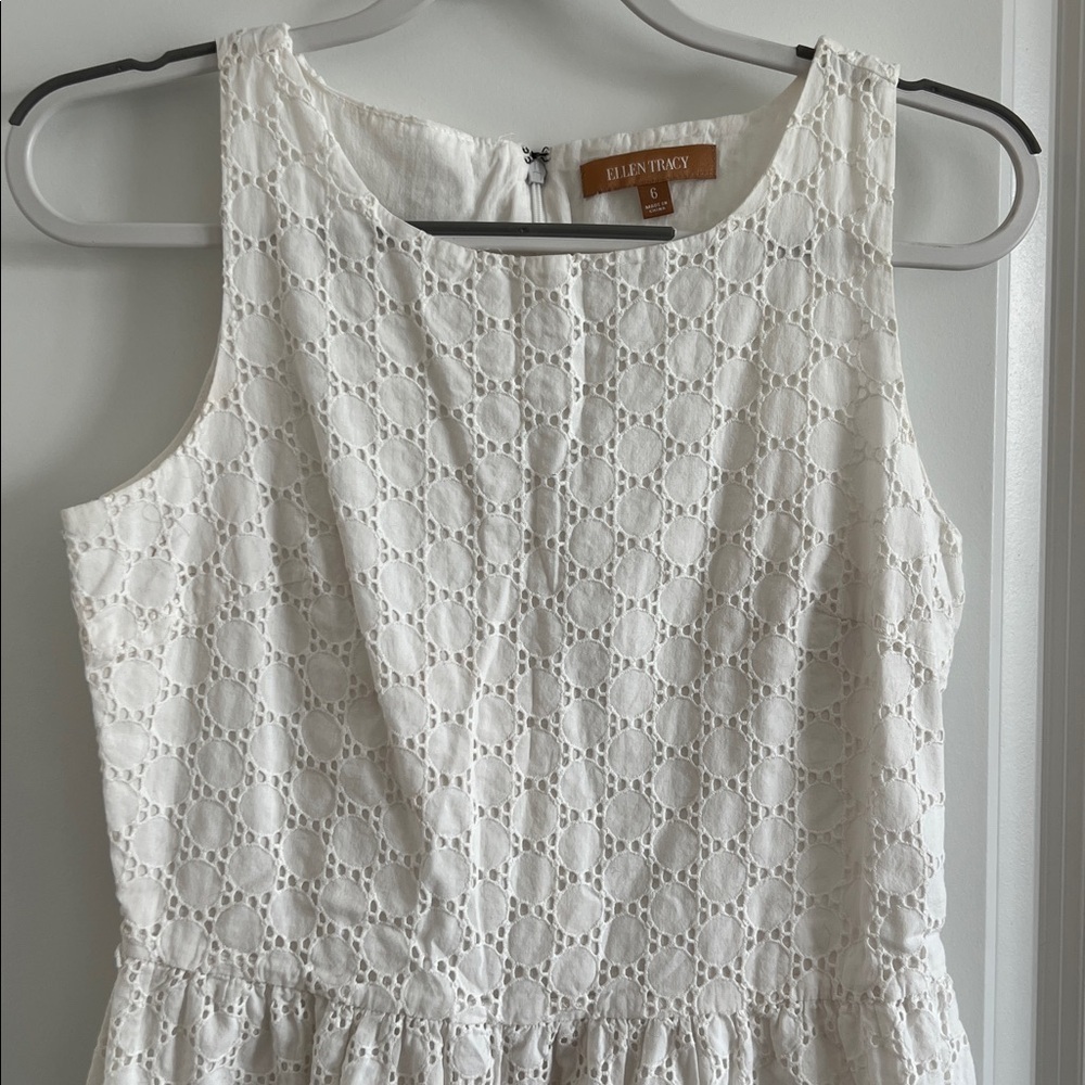 Ellen Tracy White Eyelet Dress 6 - Picture 2 of 7